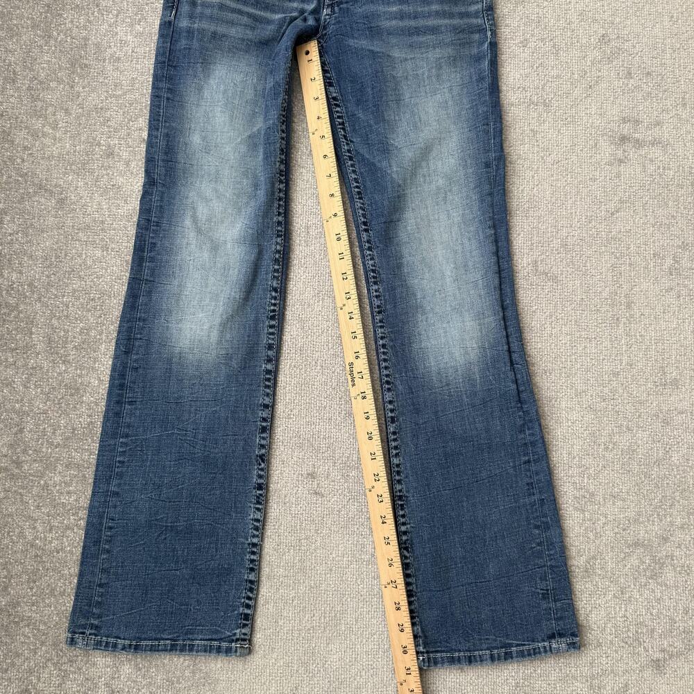BKE Aiden Bootcut Jeans Womens 28R Blue Wash Mid Rise Stretch Embroidered - Picture 7 of 12